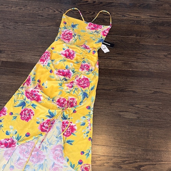 NWT- Floral Yellow Maxi Dress by Bebe size XS - Picture 3 of 6